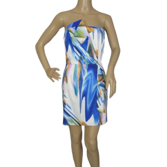 Bebe Strapless Tie Dye Brushstroke Bodycon Dress - Picture 1 of 6